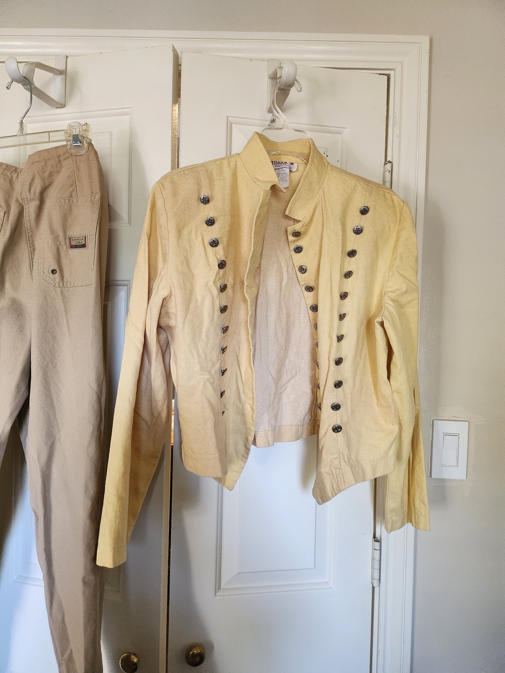 Cropped Yellow Military-Style Button Jacket